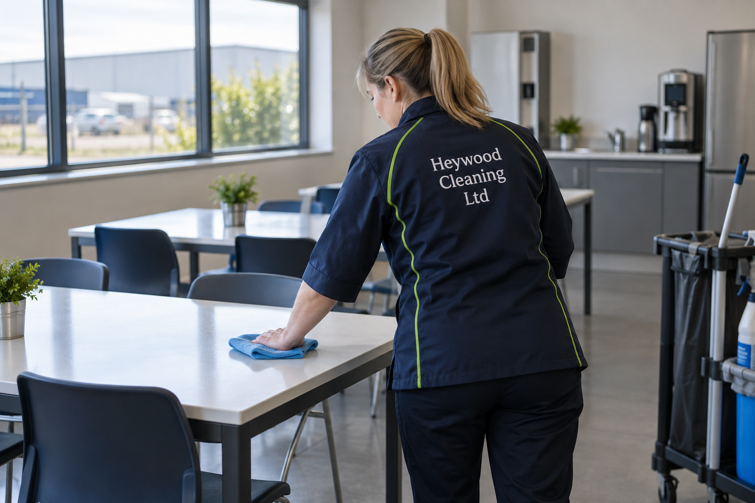 Illustrative commercial cleaning scene for our Dewsbury service guide