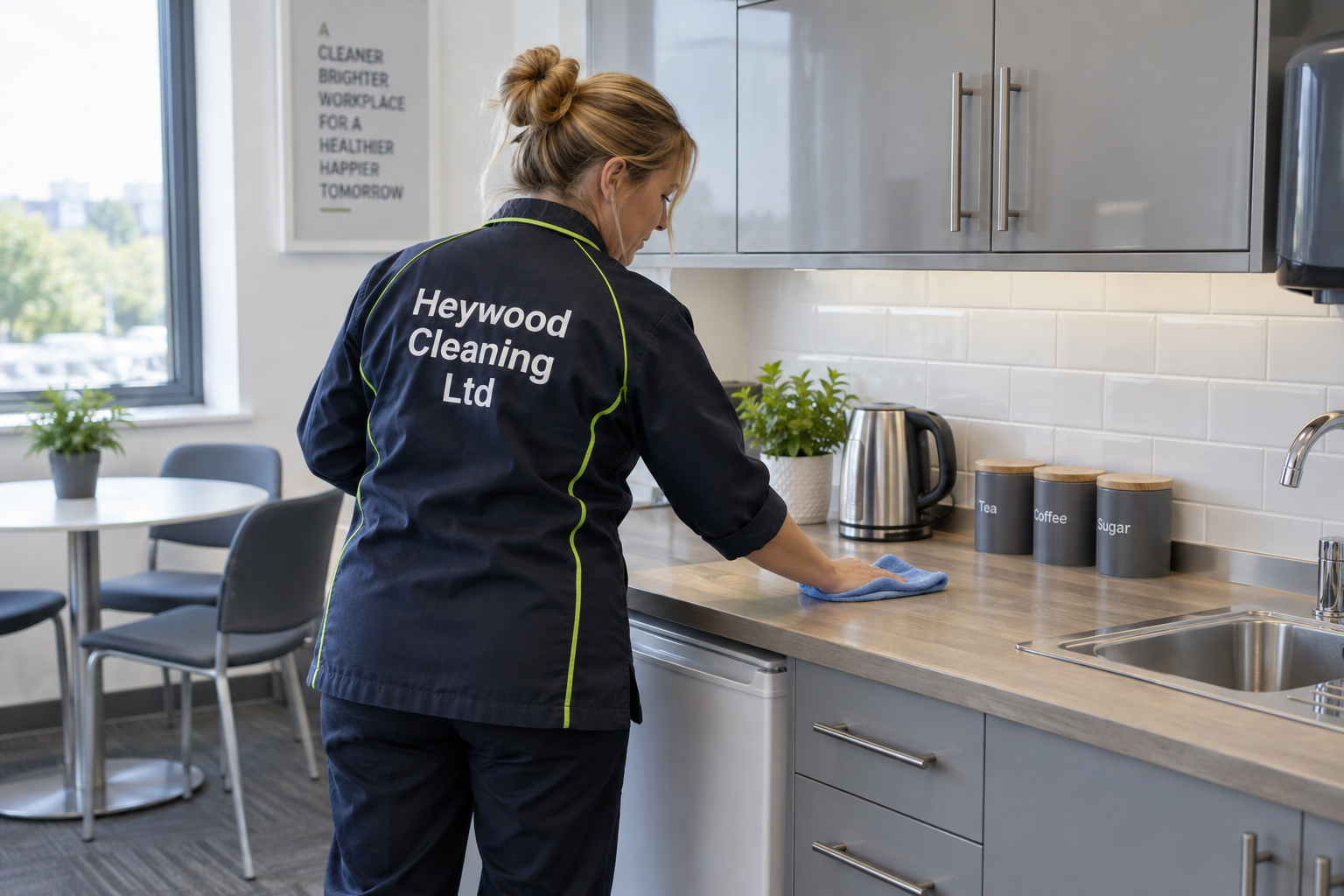 Illustrative commercial cleaning scene for our Pudsey service guide