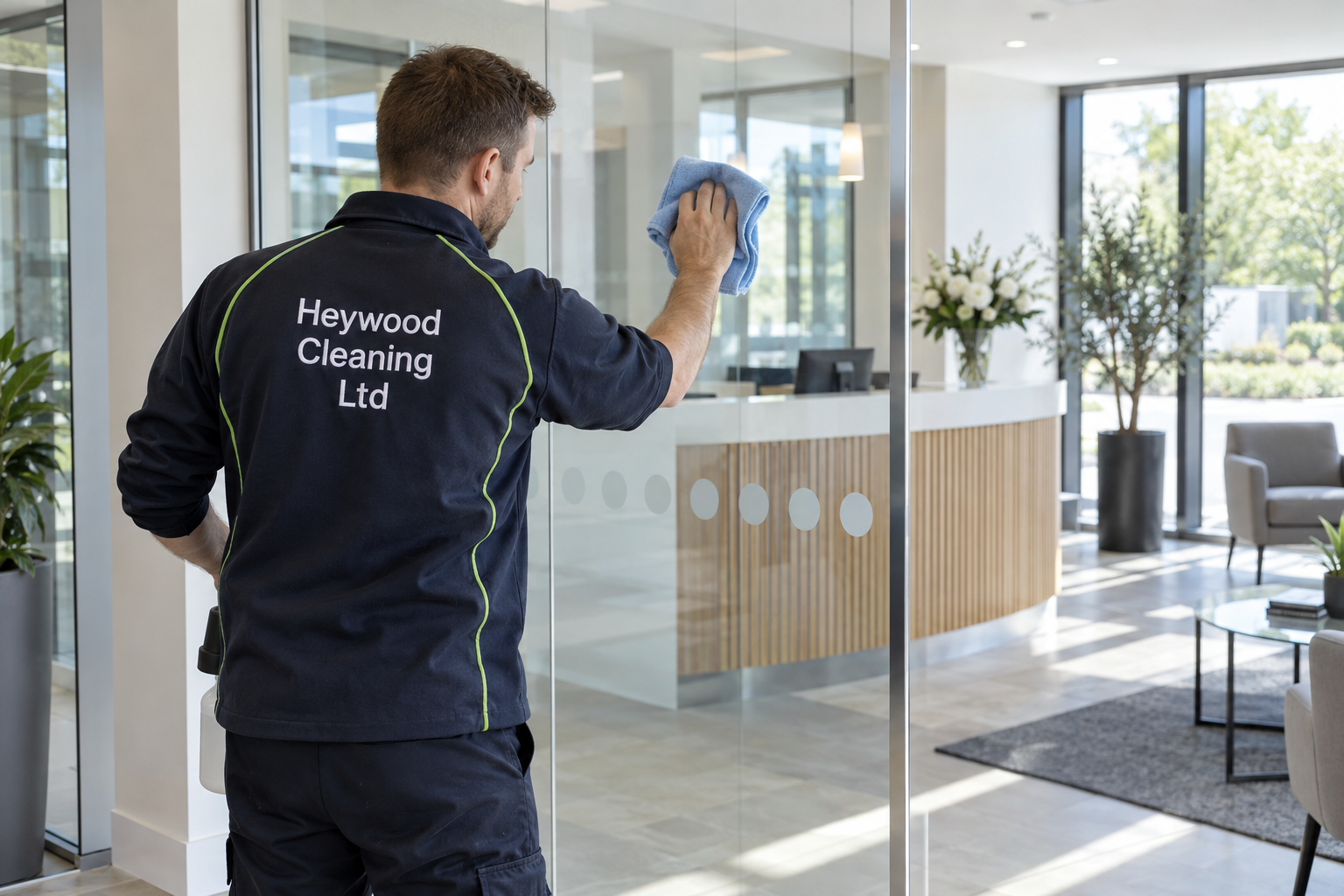 Illustrative commercial cleaning scene for our Wetherby service guide